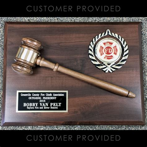 Custom Walnut Wood Gavel Plaque Award with Insert - Crystal Images, Inc.