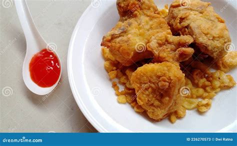 Ayam Goreng Tepung Or Fried Chicken And Spicy Chili Sauce. One Of ...