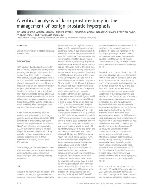 Pdf Transperineal Laser Ablation For Percutaneous Treatment Of Benign Prostatic Hyperplasia A