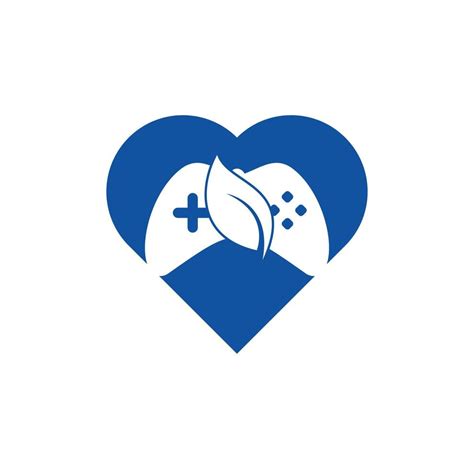 Game And Leaf Heart Shape Concept Logo Design Template Gaming And Leaf Logo Design Template