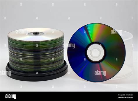 A Stack Of Cds On Spool Isolated On White Background Pile Of Compact