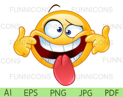 Crazy Emoticon Making a Face, Funny Clipart Cartoon, Ai Eps Png Jpg and ...