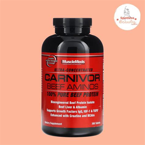 Spotless Beauty Musclemeds Carnivor Beef Aminos 100 Pure Beef Protein 300 Tablets Shopee