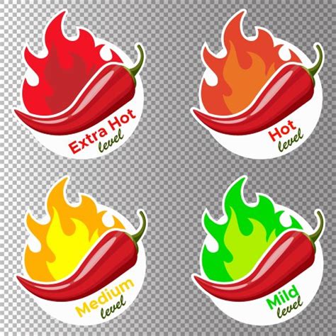 Icons With Chili Pepper Spice Levels Hot Vector Image