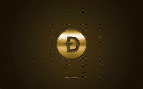 Download wallpapers Dogecoin logo, metal emblem, golden carbon texture ...