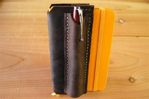 Leather Notebook Sleeve With Pen Holder Fits Field Notes Etsy