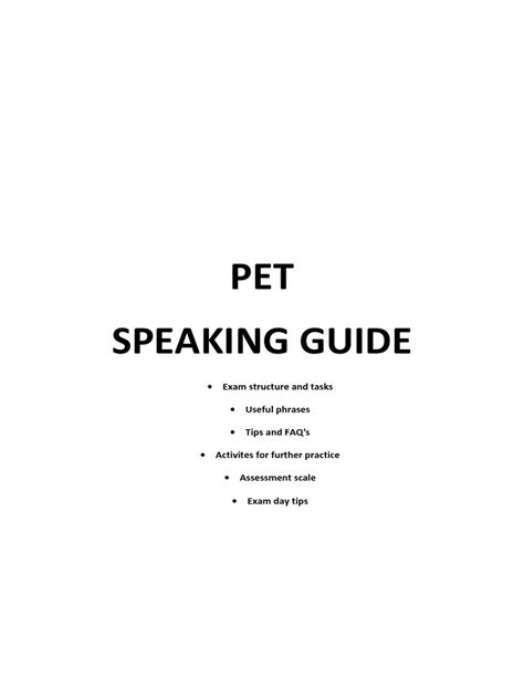 Pet Speaking Guide Test Assessment Communication