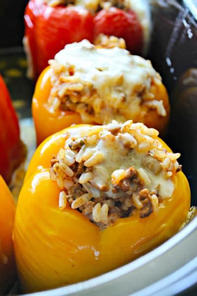 Slow Cooker Stuffed Peppers With Beef Recipe Food Fanatic