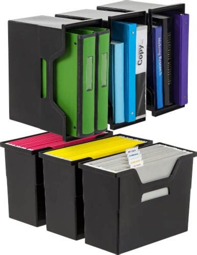 Iris Usa Letter Legal Size Plastic File Box 6 Pack Black 6 Units