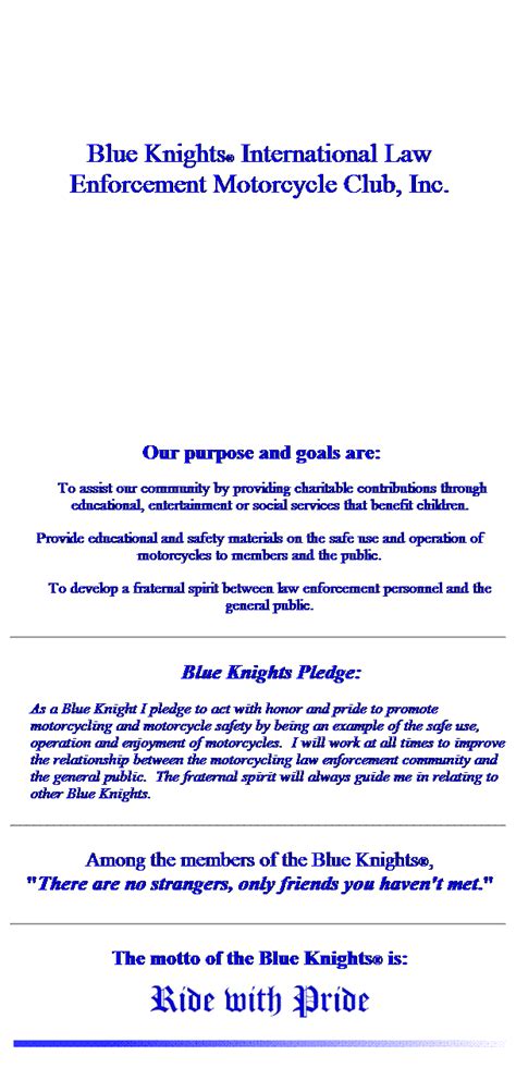 Text Box Blue Knights International Lawenforcement Motorcycle Club