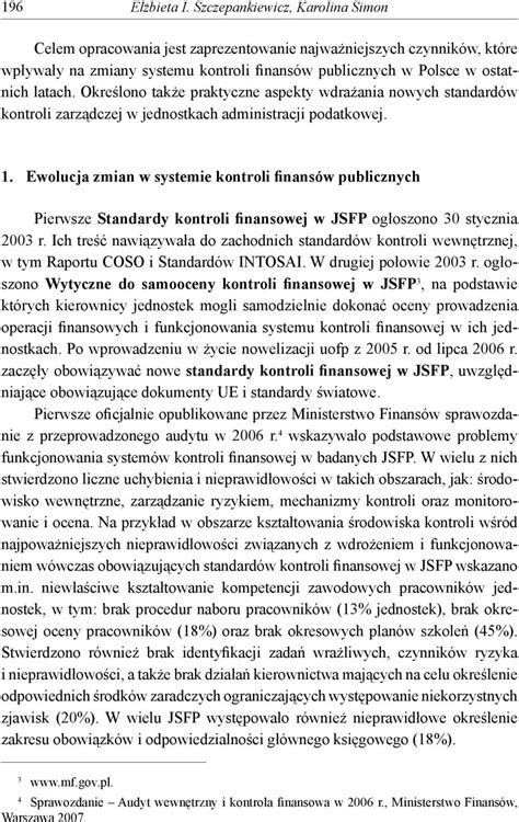 PROBLEMY WDRAŻANIA STANDARDÓW KONTROLI ZARZĄDCZEJ W SEKTORZE PUBLICZNYM