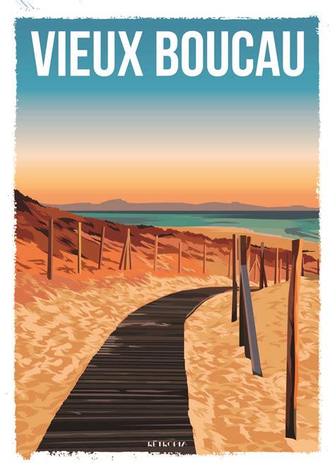 Affiche Lumineuse Vieux Boucau Illustration Retropia