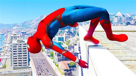 Spiderman Falling Off Highest Buildings GTA 5 Mods YouTube