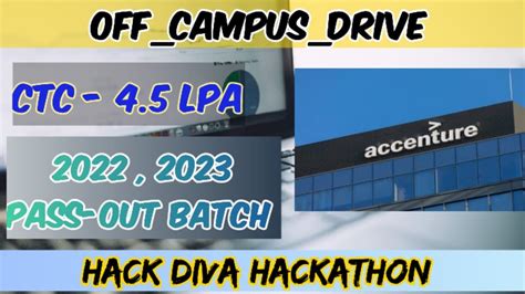 Off Campus Drive For Batch Accenture Hack Diva Hackathon