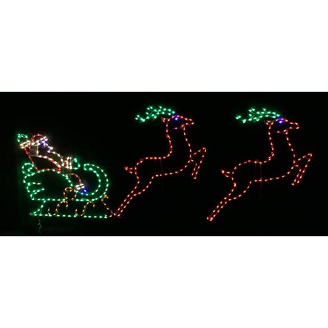 Lori S Lighted D Lites Medium Santa In Sleigh With 2 Leaping Deer