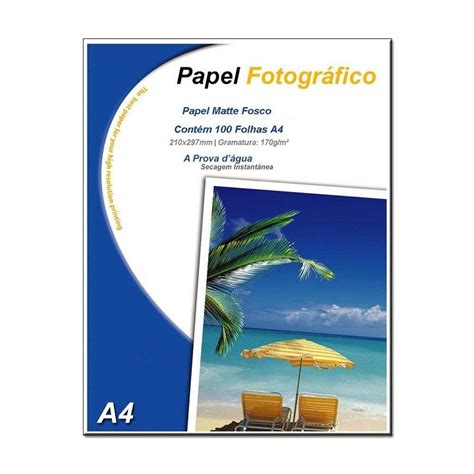 Papel Fotográfico Matte sem brilho 170g A4 pct 100 folhas