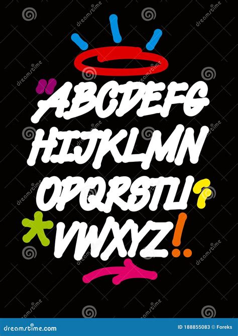 Graffiti Font With Drips And Colorful Decorations Vector Alphabet