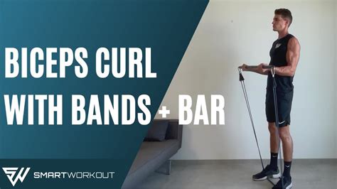 BICEPS CURL With RESISTANCE BANDS BAR YouTube