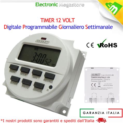 TIMER DIGITALE PROGRAMMABILE 12V Lafayette NUOVO CONTATTO PULITO