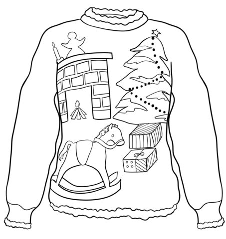 Sweater With Christmas Scene Coloring Page Free Printable Coloring Pages