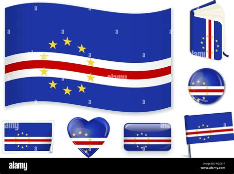 Cabo Verde bandera nacional Ilustración vectorial 3 capas Sombras