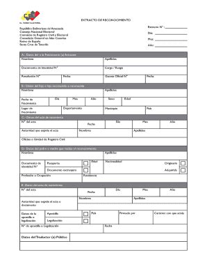 Completable En línea consuladodevenezuela Extracto de reconocimiento
