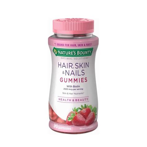 Natures Bounty Hair Skin Nails Gummies Strawberry 120 Gummies Wellness Center Valencia