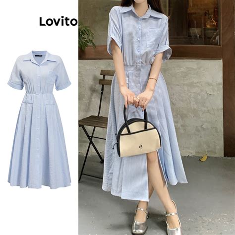 Lovito Women Casual Striped Pattern Dress L82AD137 Shopee Philippines