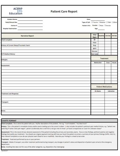 Ems Patient Care Report Form