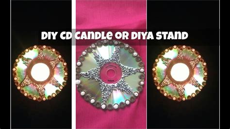 Candle Stand Or Diya Stand Using Waste Cd Diy Candle Holder Youtube