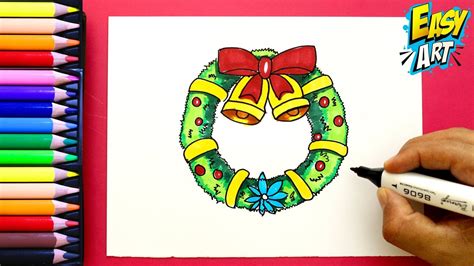 C Mo Dibujar Una Corona De Navidad Paso A Paso How To Draw A