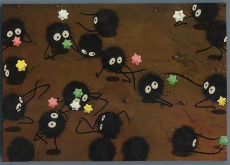 Studio Ghibli Postcard Spirited Away Coal Soot Sprites Susuwatari Black