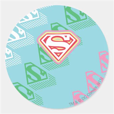 Supergirl Pastel Repeat Pattern Classic Round Sticker Zazzle