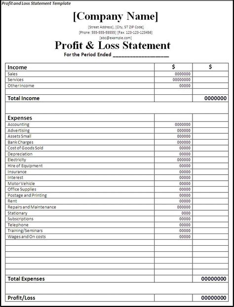 Simple Financial Statement Template Excelxo