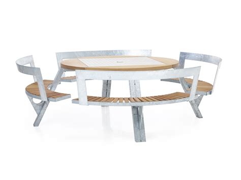 Picnic Table With Integrated Benches Gargantua By Extremis Design Dirk Wynants Picnic Table