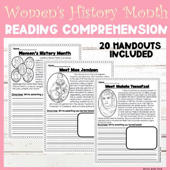 Women S History Month Reading Comprehension Pages On Inspirational Women