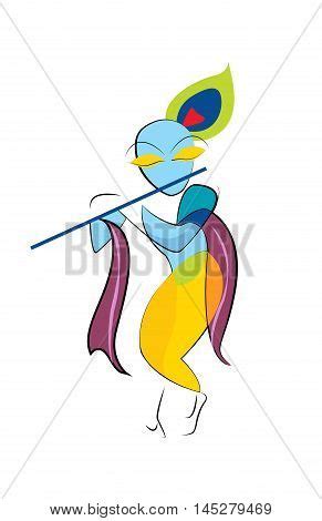 Lord Krishna Line Art Vector & Photo (Free Trial) | Bigstock