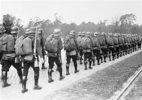 German Troops Marching With Full By Bettmann