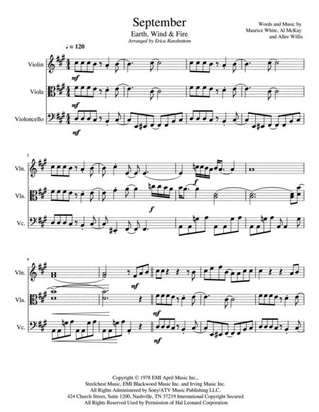 September Arr Erica Ransbottom By Earth Wind Fire Sheet Music For