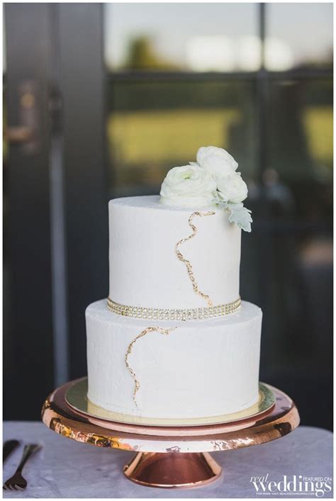 White And Gold Marble Cake Simple Lavender Wedding Inspiration