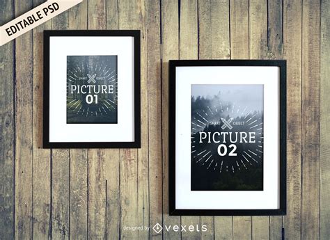 Frames On Wall PSD Mockup PSD Editable Template