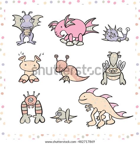 Funny Monsters Vector Set Stock Vector Royalty Free 482717869