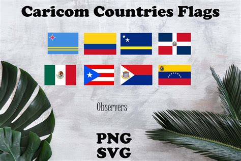 28 Caricom Countries Flags Caribbean Community Full Members Etsy