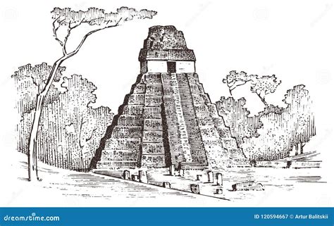 Pir Mide De Maya Vintage Cultura Azteca M Xico Monocrom Tico Antiguo