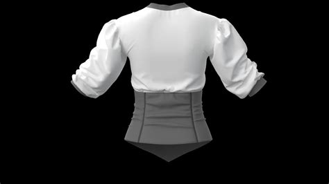 Blouse With Corset Marvelous Designer 3d Model Cgtrader