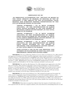 Fillable Online An Ordinance Authorizing The Issuance Of Bonds To Fax