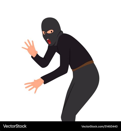 Thief Wearing Balaclava Gets Caught Red Handed Vector Image