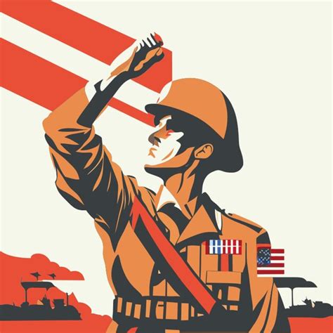 Premium Vector Soldier Saluting Flag Vector Illustration Flat 2