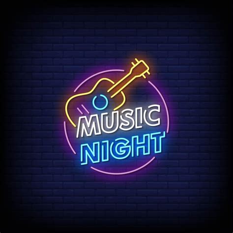 Premium Vector Music Night Neon Signs Style Text