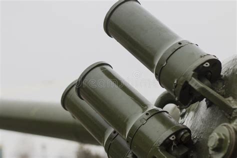 Defensive Huddle Smoke Bombs Placed On The Tank Turret Stock Image